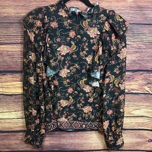 Chic Floral Blouse with Ruffle Accents